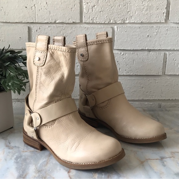 Gianni Bini Slouchy Harness Tan Leather Ankle Booties - Picture 3 of 11